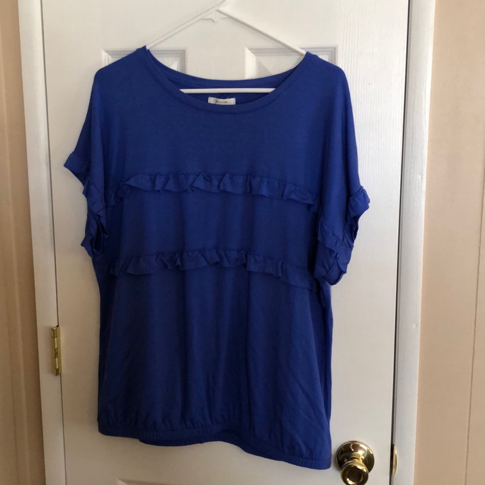NWT blue ruffled top